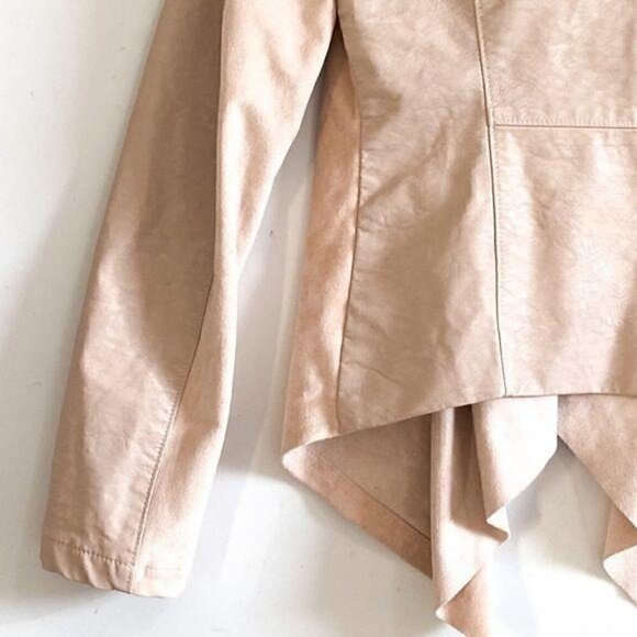 BLANKNYC Faux Leather Mixed Media Drape Front Jacket Size S - Picture 8 of 10